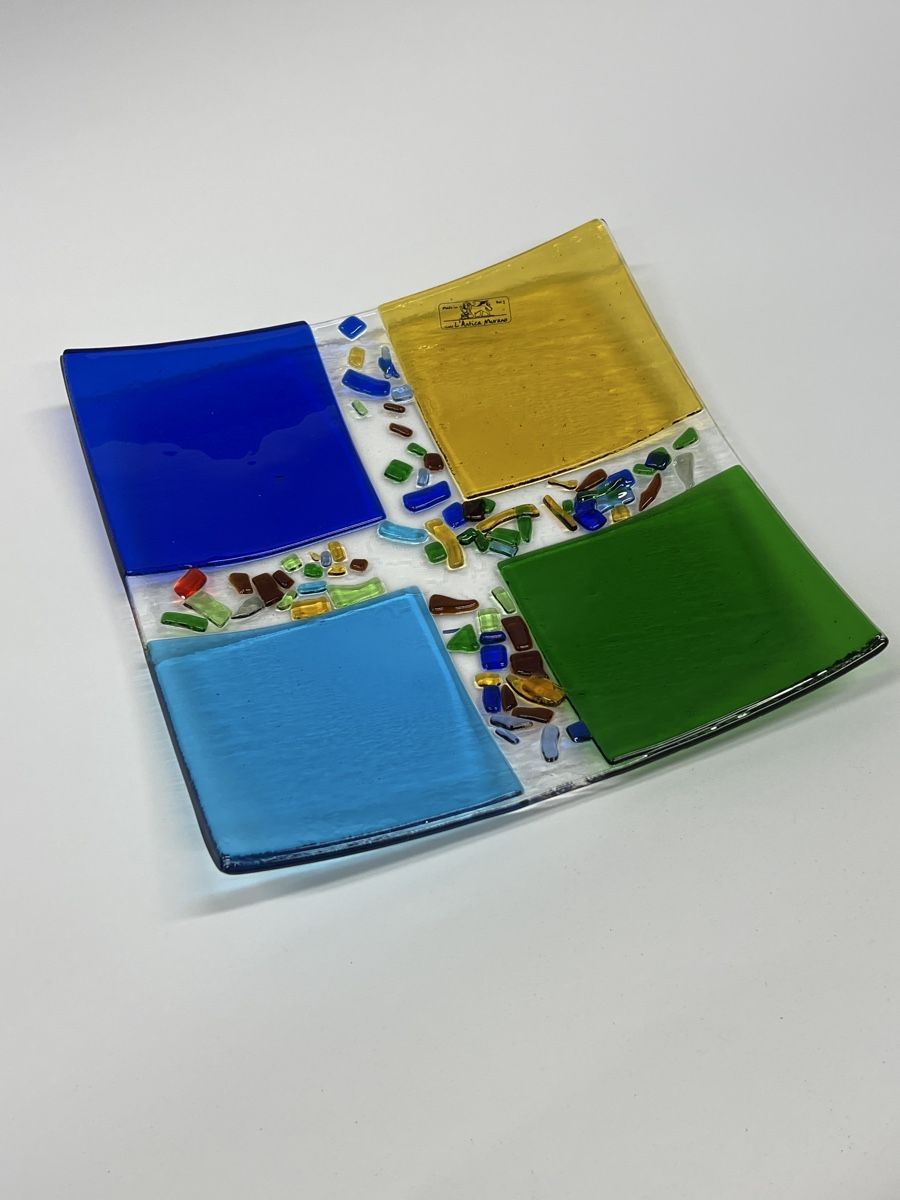 Servierplatten: Handgemachte Glasplatte, farbenfrohes Design, Deko-Highlight – Gebraucht aus Olten von ELHANDEL 5