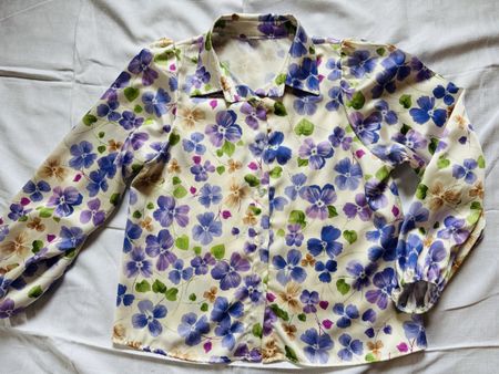 Chemisier fleuri lavande, taille L