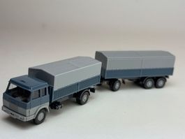 RI- Wiking Henschel Pritschen Lastzug graublau/silbergrau