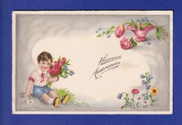 ENFANT - Jeune garçon avec fleurs