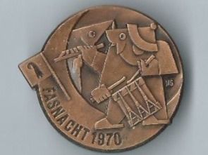 Basler Placchette & Badge: Fasnachtsplakette Basel, "Blaggedde" 1970 (Bronce) – Usato da Zürich venduto da t24_de