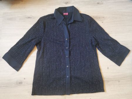 Damen Bluse Dreiviertelarm mit glitzernden Streifen