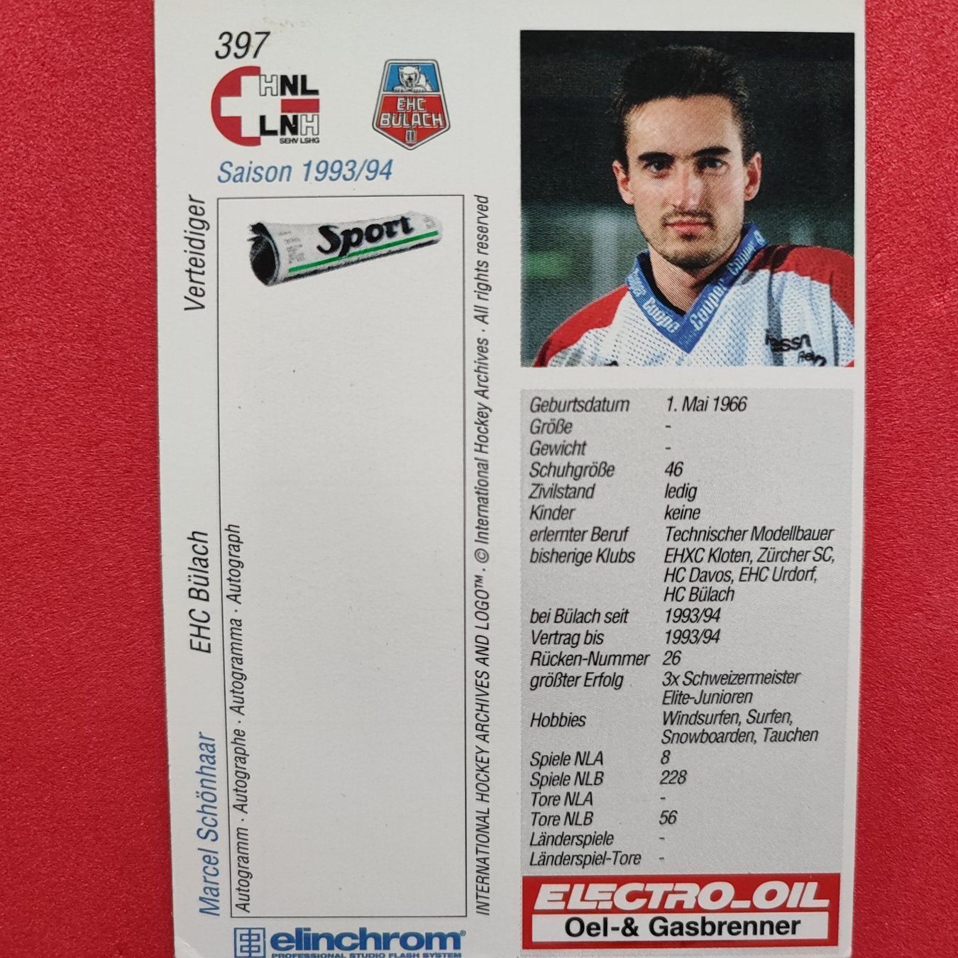 Carte collezionabili: Marcel Schönhaar - EHC BÜLACH - 1993/94 – Usato da Dübendorf venduto da kb86_MOVIE 1