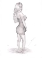 pin-up sexy dessin original au crayon (a4) signé