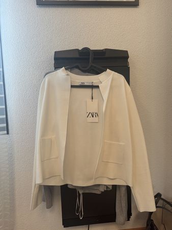 Stylish Zara Cardigan White Knitwear S New