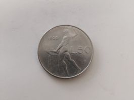 ITALIA MONETA 50 LIRE 1955 SEHR SELTENER JAHRGANG SIEHE BILD