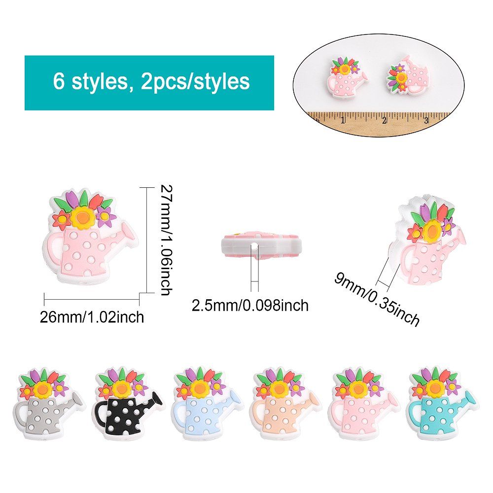 Perlen (unechte): Perle Silikon Blumen Giesskanne 27x26x9mm – Neu (gemäss Beschreibung) aus Alpnachstad von perlengaby 2