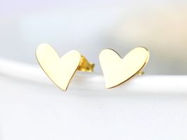 Ohrringe Herz 925 Silber 14k vergoldet