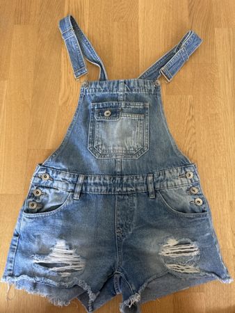 Dungarees denim shorts ripped distressed size S