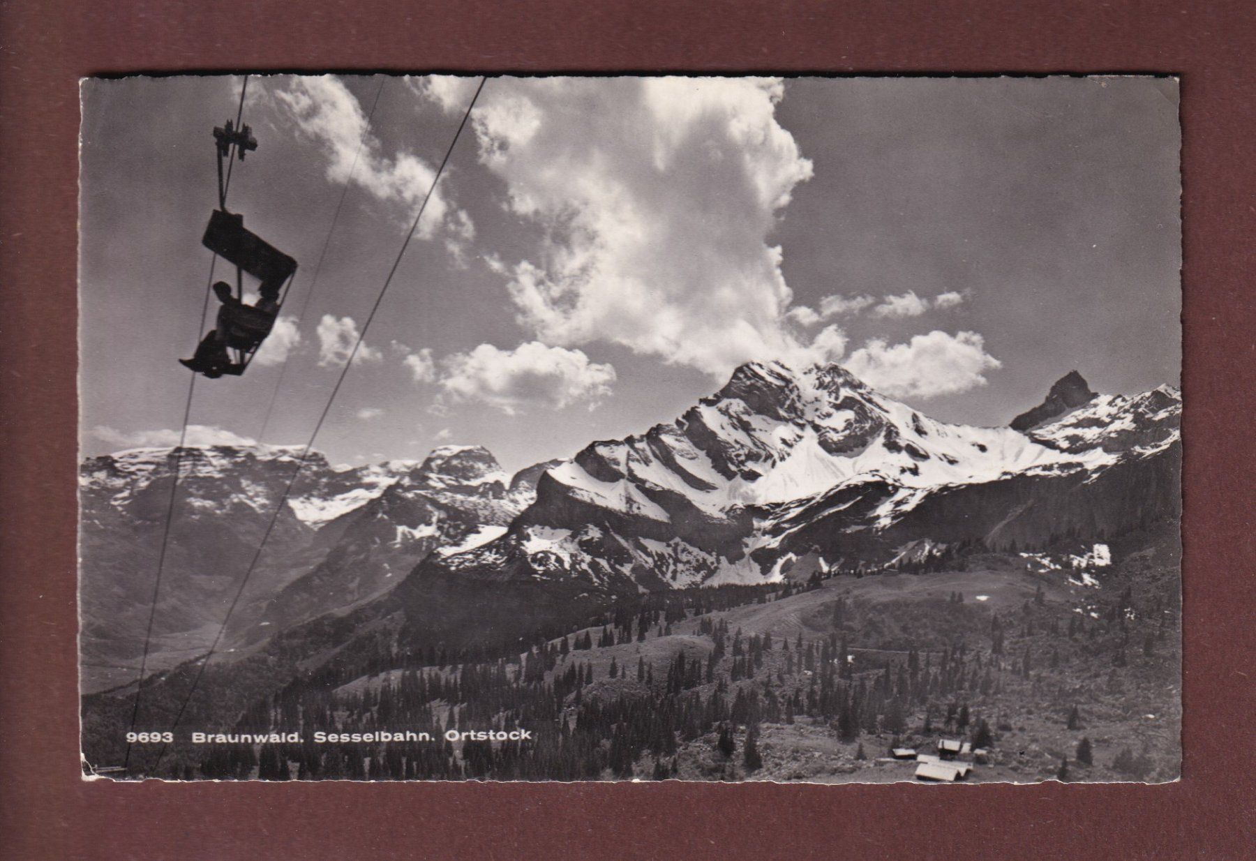 Cartoline postali: BRAUNWALD - Sesselbahn - Ortstock - 1949 – Usato da Pully venduto da nicecards-shop
