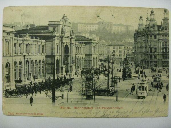 Cartoline postali: AK Zürich - Bahnhofplatz / Polytechnikum – Usato da Gundetswil venduto da Egro01