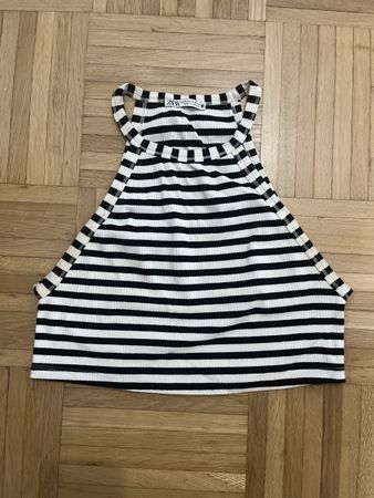 Zara Top, gestreift, schwarz-weiss