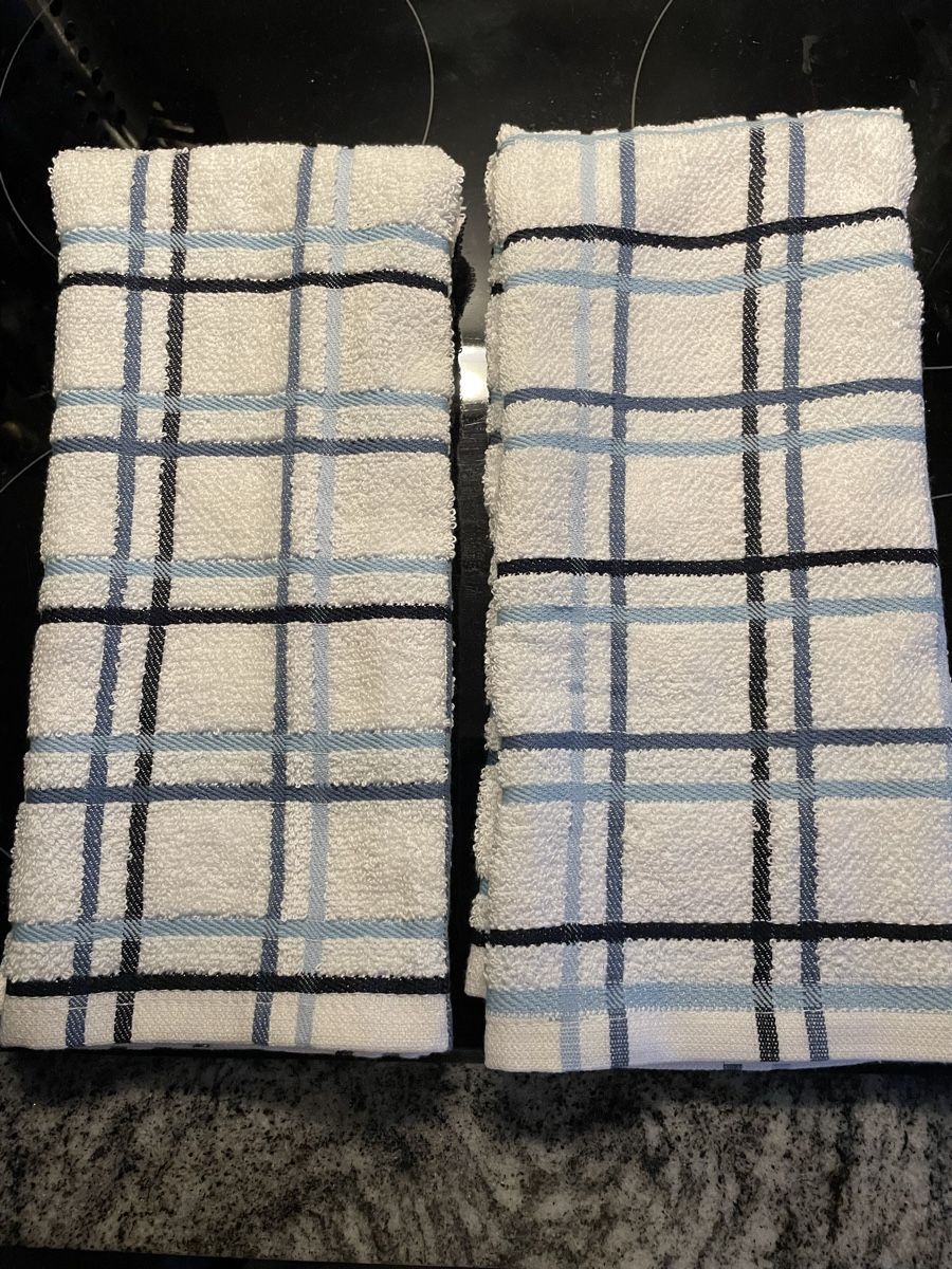 Strofinacci: 2 Kitchen Towels, navy and light Blue on white – Nuovo e nell'imballaggio originale da Buttikon SZ venduto da trzurigo