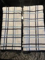 2 Kitchen Towels, navy and light Blue on white