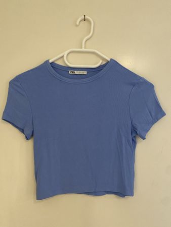 Zara bauchfreies Top, hellblau, Grösse M