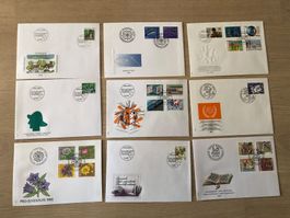 9 verschiedene FDC Kuverts °