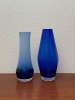 2x vintage Glasvase blau Überfang Glas Vase Blumenvase 70er