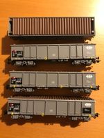 4x Trix SBB Hochbordwagen mit Holzladung