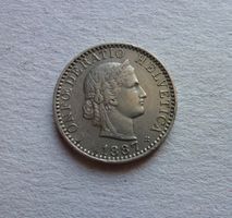 20 Rappen 1887, seltener Jahrgang, gute Erhaltung
