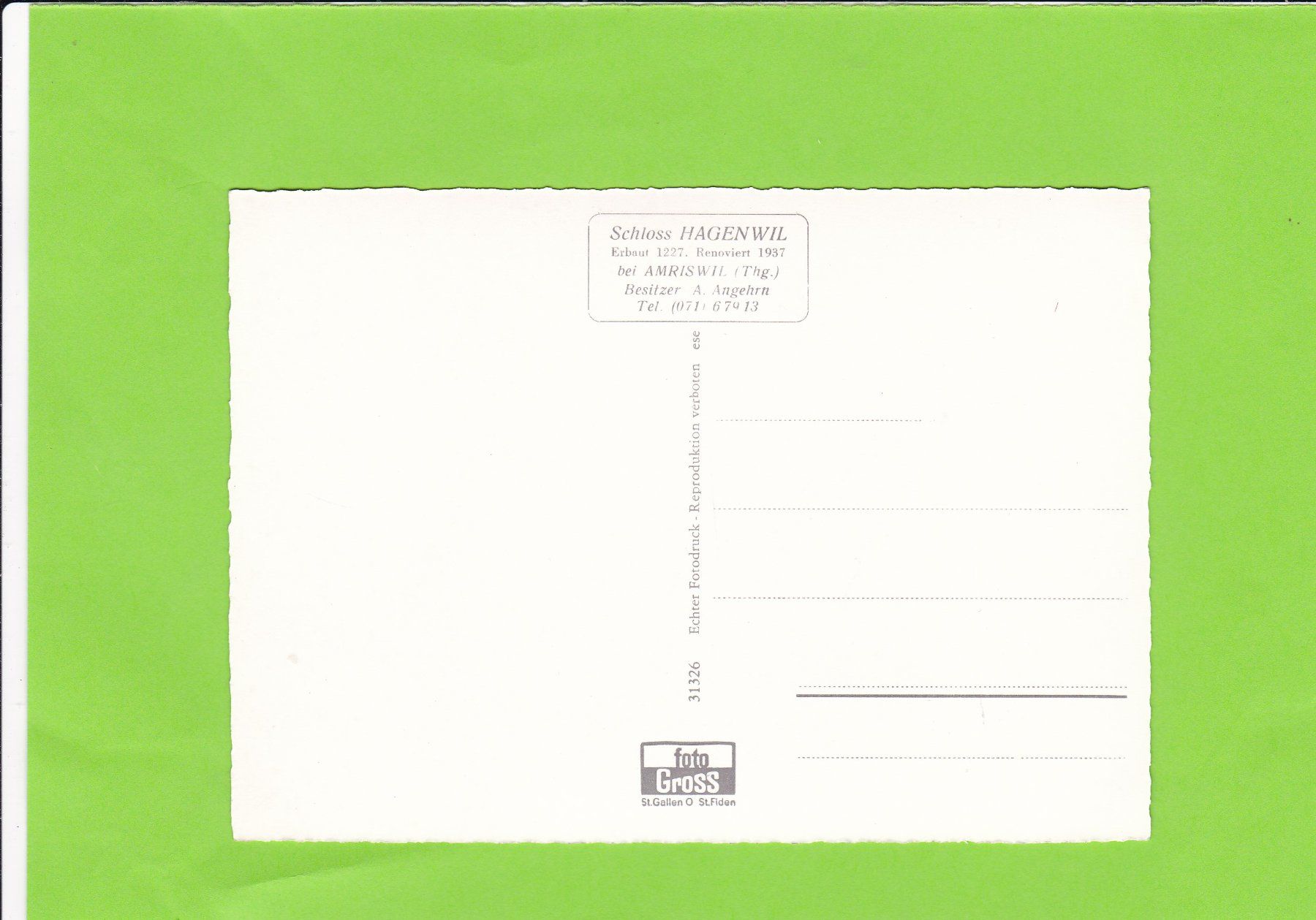 Cartoline postali: Schloss Hagenwil – Usato da St. Peterzell venduto da neckertal 1