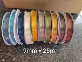 10 Satinband Rolle 9mm x 25m Bunt Set 5
