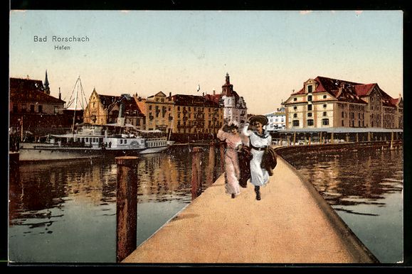 Cartoline postali: AK Bad Rorschach, Hafen, 1909 – Usato da Berlin venduto da bartko-reher