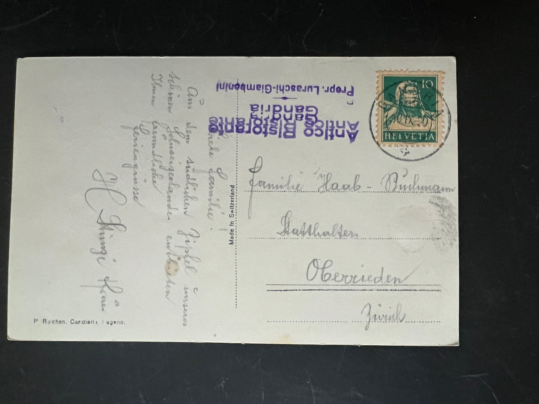 Cartoline postali: Ansichtskarte Gandrina  1930  (V430) – Usato da Hinwil venduto da Sidi4 1