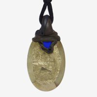 Pyrit Steinanhänger mit eingefasstem Lapislazuli