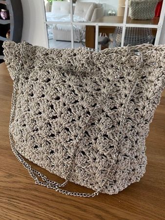 NEUE exklusive ecru-farbene Crochet Handtasche