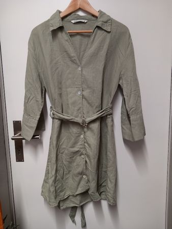 Zara Leinenkleid Gr. XS, Hemdblusenkleid