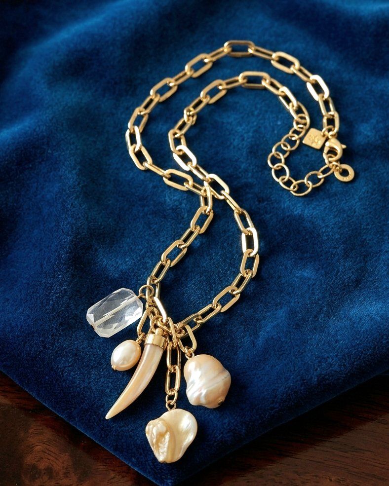 Catenine: Elegant Designer Collier mit Perlmutt & Kristall  - Neu – Nuovo e nell'imballaggio originale da Uetikon am See venduto da Springdream 3