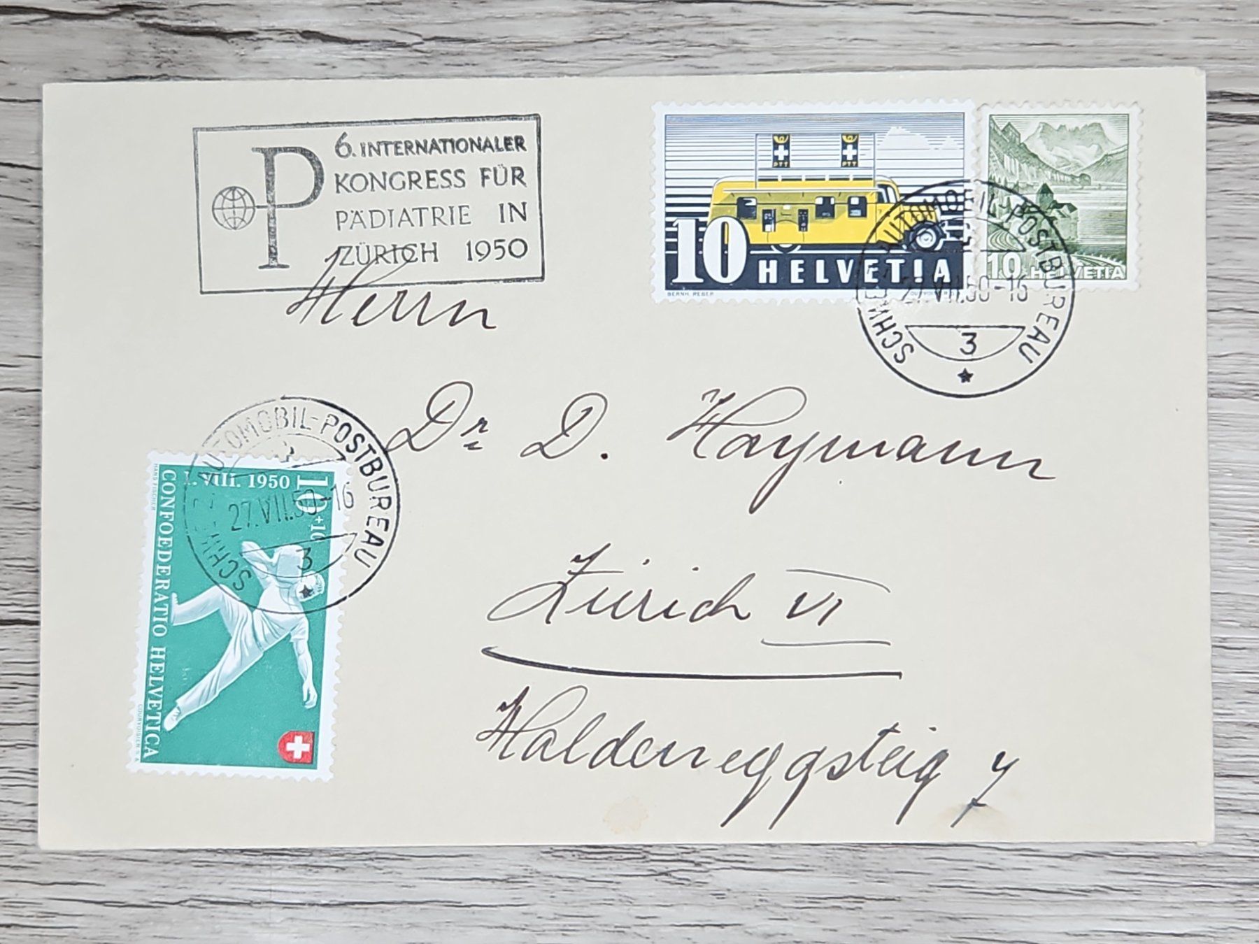 Alle Briefmarken: CL03 Enveloppe + Timbre Suisse 1950 – Gebraucht aus Cousset von Patrick_Collections