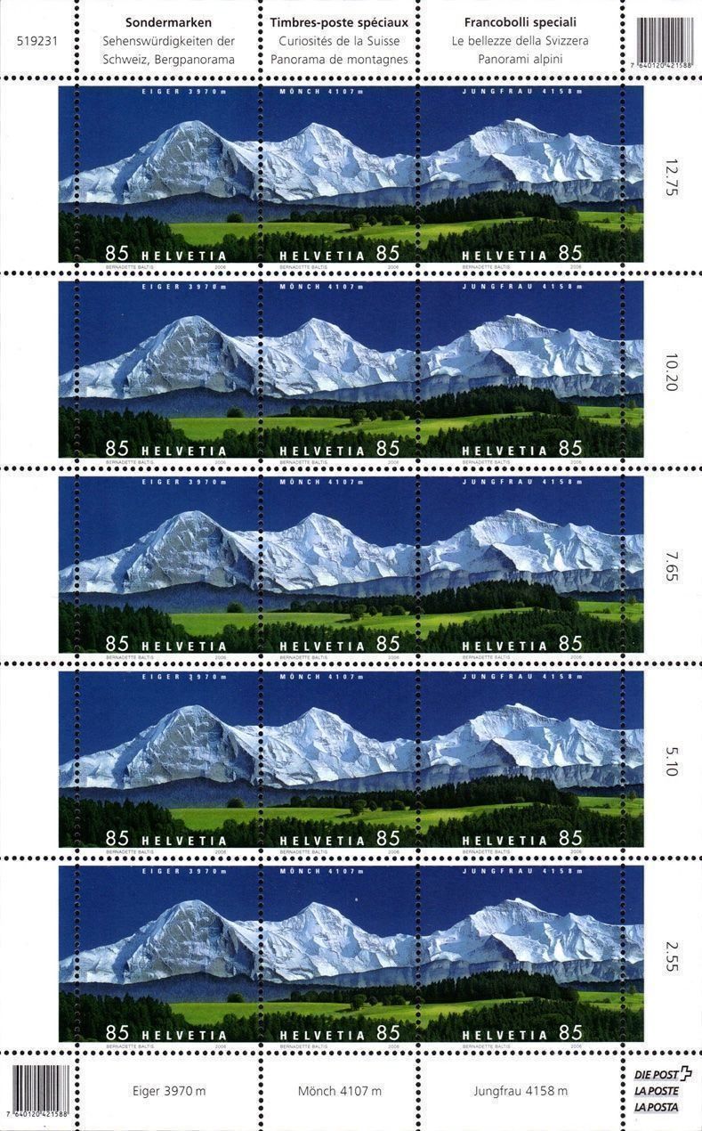 Tutti i francobolli: BOGEN Bergpanorama - Eiger, Mönch, Jungfrau** – Nuovo (secondo la descrizione) da Dottikon venduto da haeusibuh5