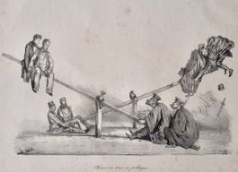 C. T. de VILLERS " CHACUN SON TOUR EN POLITIQUE " Caricature
