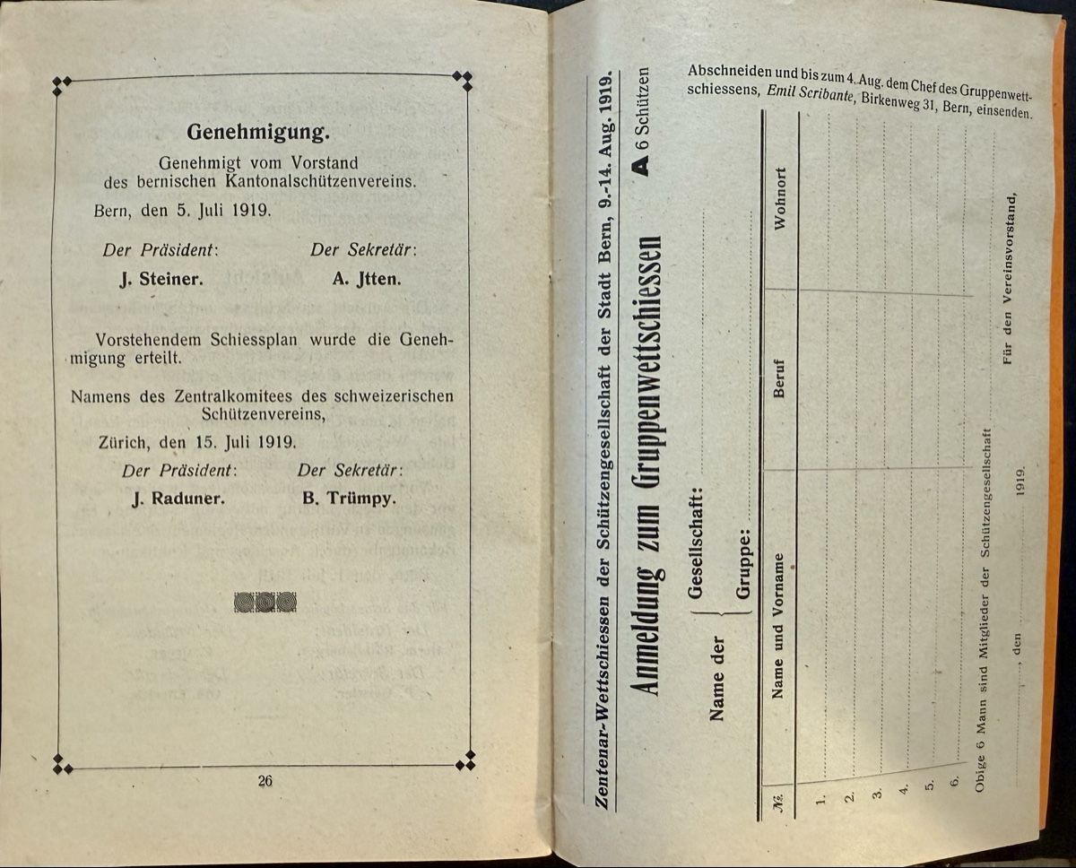 Bücher: SCHIESSPLAN Zentenar Wettschiessen Bern 1919 – Gebraucht aus Bern von felberunderground 4
