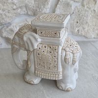Keramik Elefant Beistelltisch weiss