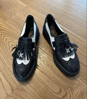 Karl Lagerfeld Loafer schwarz weiss mit Fransen Leder