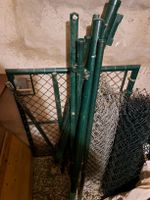 Gartenzaun grün, Metall, gebraucht, 2 Zäune & Pfosten
