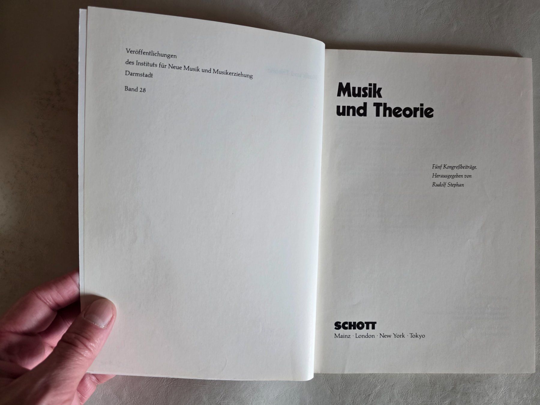 Libri: Musik und Theorie - Schott - Rudolf Stephan - 1987 – Usato da Walterswil BE venduto da Lonitti 4