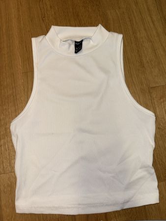 Top donna Shein bianco a coste smanicato taglia XS