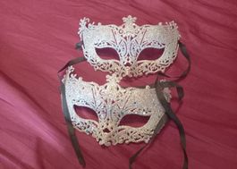 15x Silberne Glitzermasken Fasnacht Karneval Ball Maskenpaar