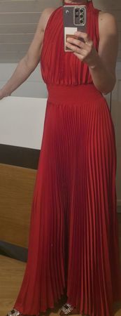 Elegantes MANGO rotes Maxikleid mit Plissee - Grösse xs