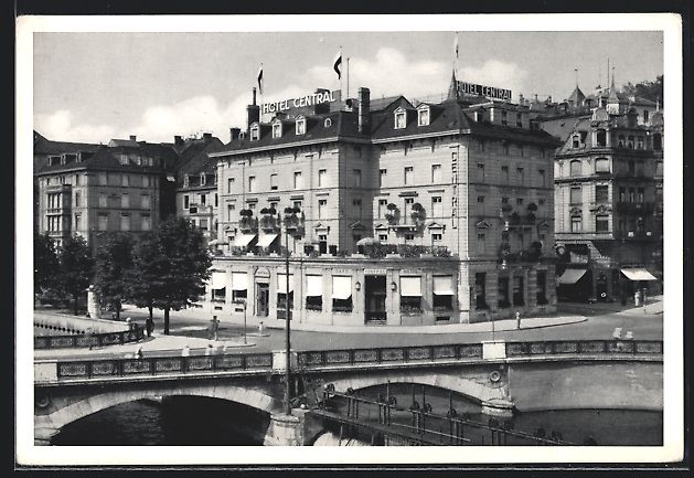 Cartoline postali: AK Zürich, Hotel Central – Usato da Berlin venduto da bartko-reher