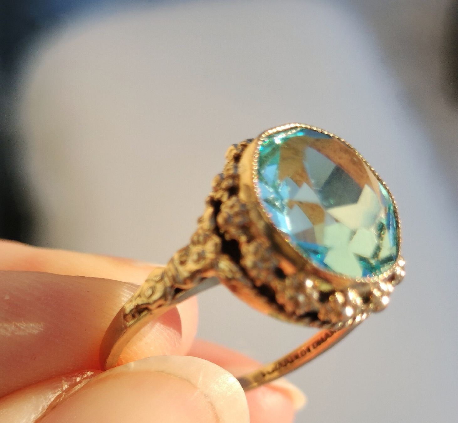 Anelli: Jugendstil Antiker vergoldeter Ring mit hellblauen Paste✨ – Usato da schwyz venduto da larry91sz 6