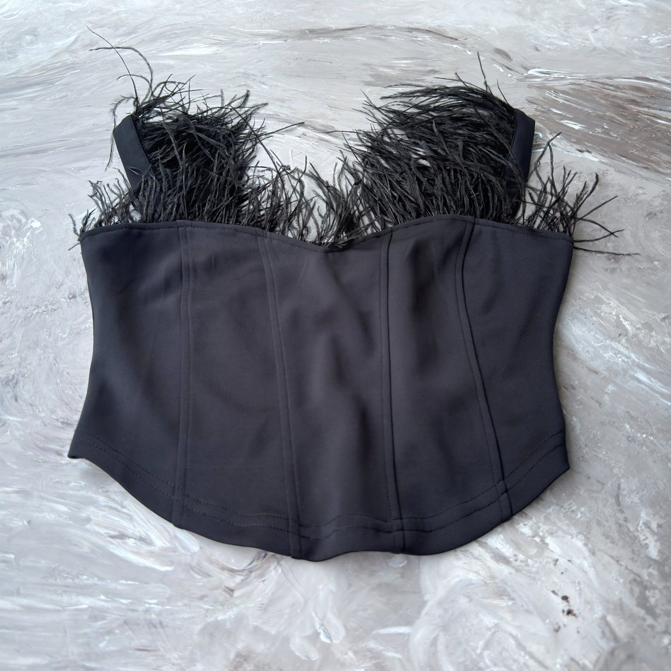 Tops: Bustier corset noir à plumes – Gebraucht aus Thônex von BrYu 4
