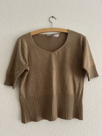 Pull Ubiquid doré brillant taille 42 (M), soie et laine!