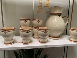 vintage Keramik, 8 Becher 1 Krug