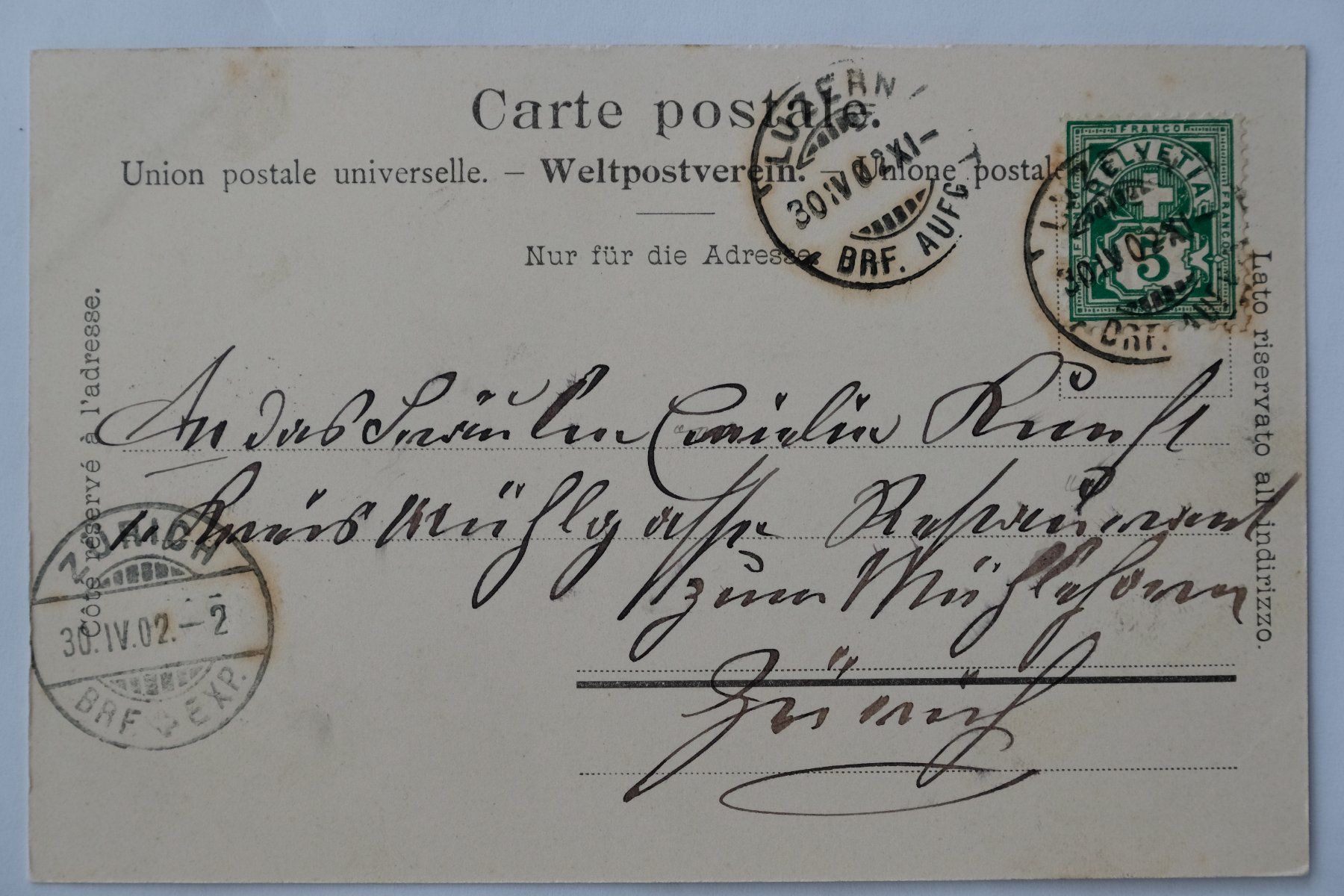 Cartoline postali: Ansichtskarte Luzern 1902 – Usato da Ehrendingen venduto da nicoro50 1