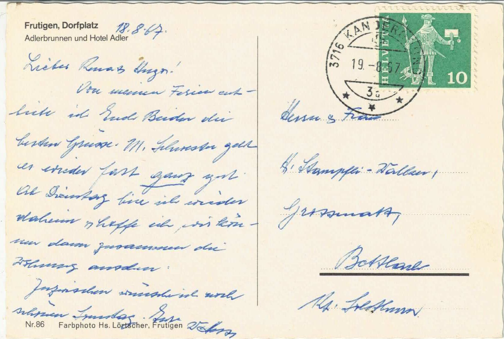Cartoline postali: Frutigen - Dorfplatz – Usato da Ettingen venduto da Kartenplanet 1