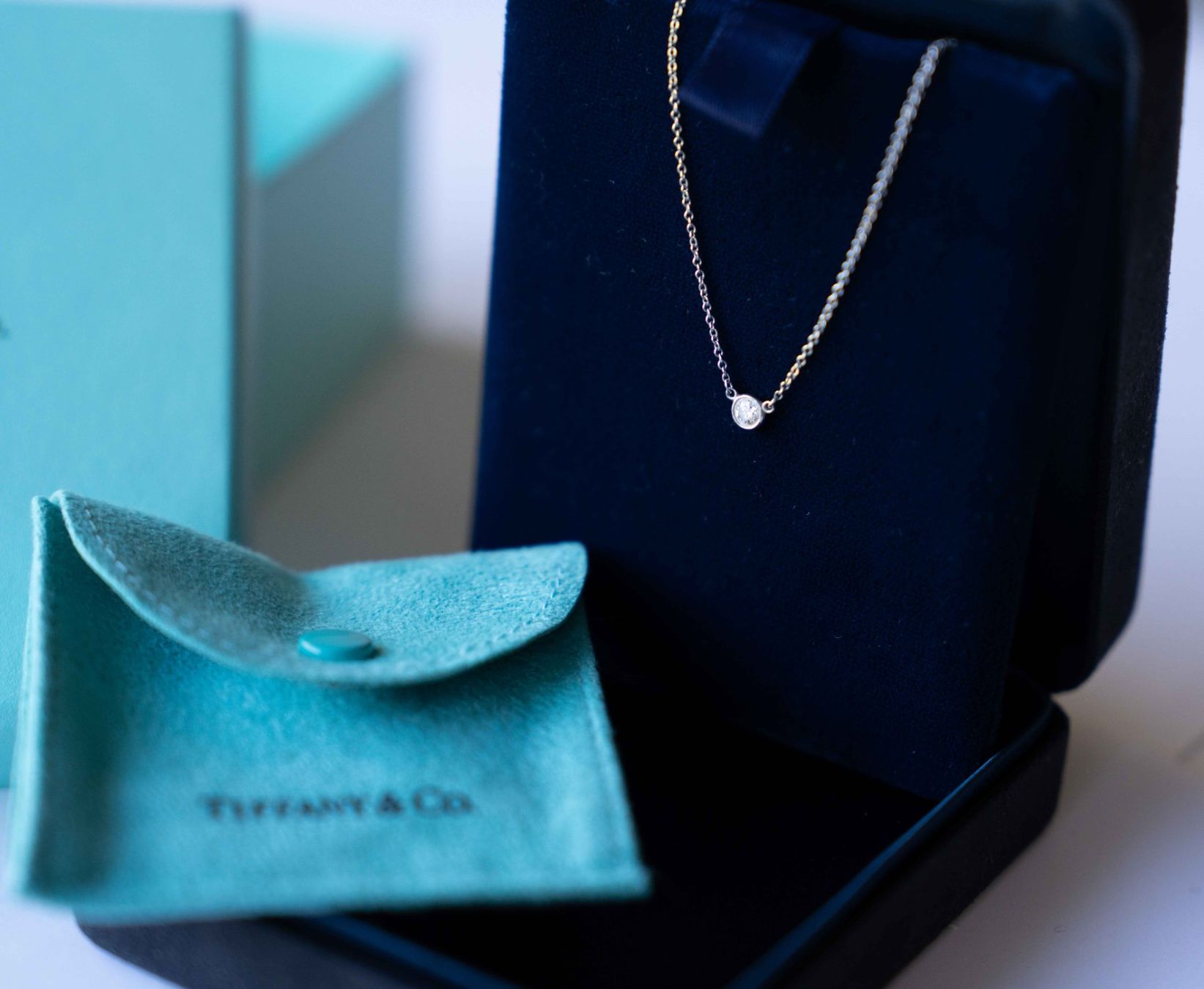 Tiffany & Co. Ketten: Tiffany - Elsa Peretti Single Diamond Platinum Pendant – Gebraucht aus Clarmont von sil_59s9